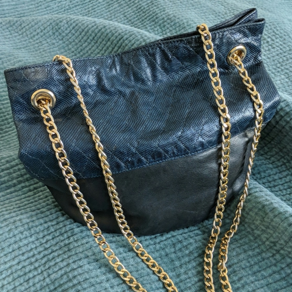 Vintage Snake and lamb skin Shoulder Bag